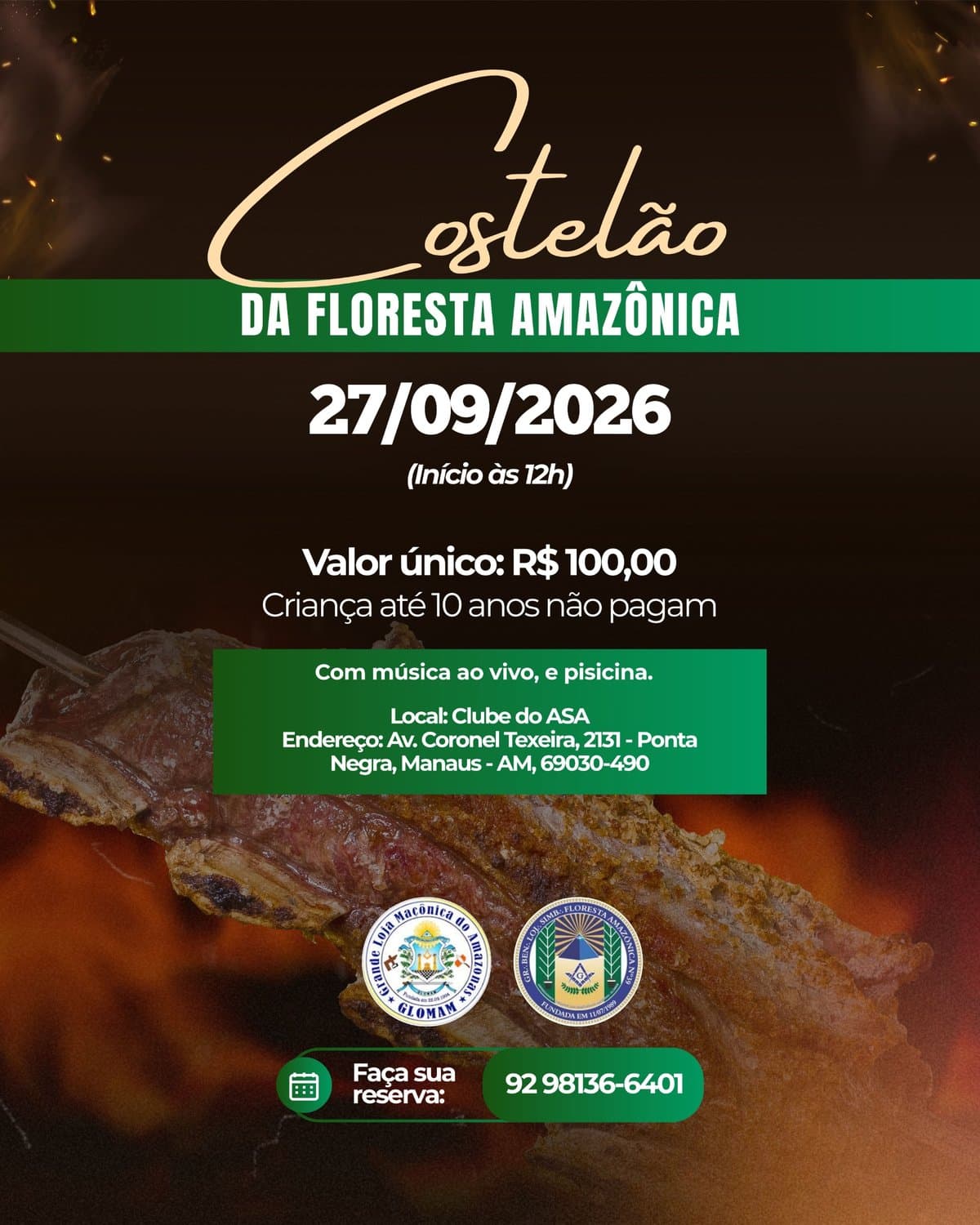 Arte de divulgação: Costelão da Floresta Amazônica 2026